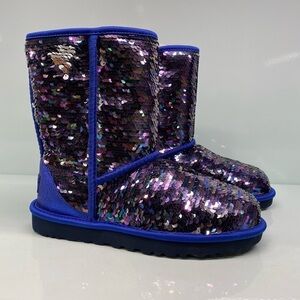 UGG |  Classic Short Sequin Navy Tonal Boots NEW In Box
